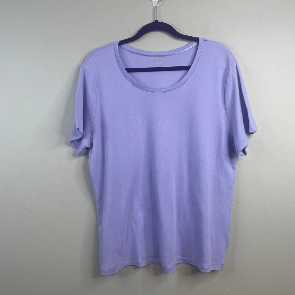 White Stag Pullover Short Sleeve Top Womens XXL Lavender Pastel Layering Comfy